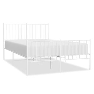 vidaXL Bedframe met hoofd- en voeteneinde metaal wit 120 x 190 cm