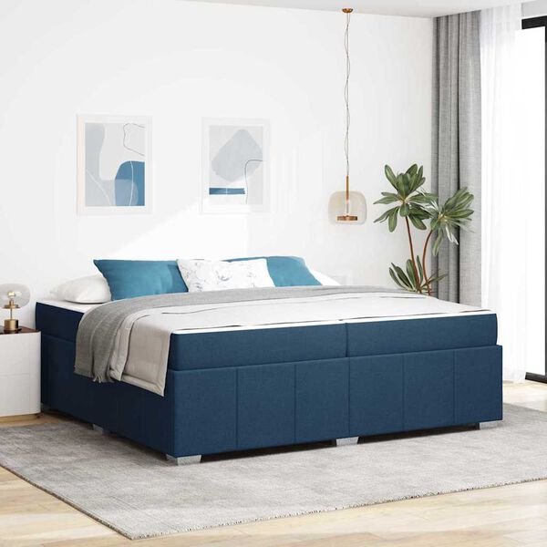 vidaXL Bedframe met matras Blauw 200 x 200 cm Stof