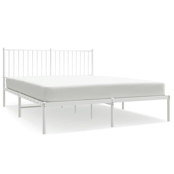 vidaXL Bedframe met hoofdbord metaal wit 150x200 cm