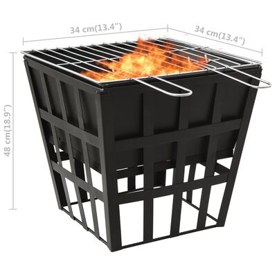 vidaXL Vuurplaats en barbecue 2-in-1 34x34x48 cm staal