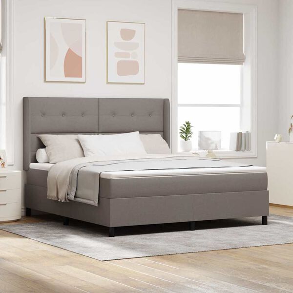 vidaXL Boxspring bed met matras met hoofdeinde Taupe 180 x 200 cm Stof