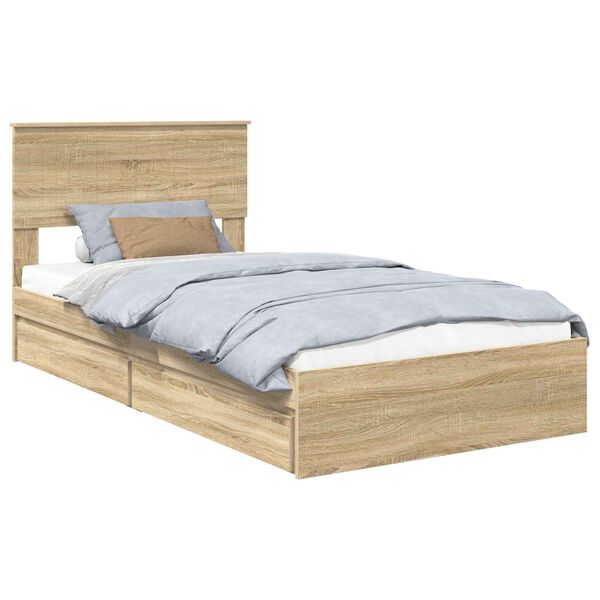 vidaXL Opslag bed met lade Sonoma Eiken 100 x 200 cm Bewerkt hout