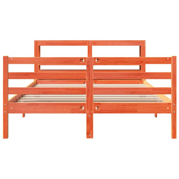 vidaXL Bedframe zonder matras massief grenenhout wasbruin 150x200 cm