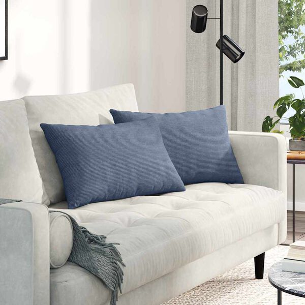 vidaXL Sofa Kussens 2 stuks Blauw 60 x 40 cm Cordstof