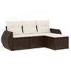 vidaXL 4-delige Loungeset met kussens poly rattan bruin