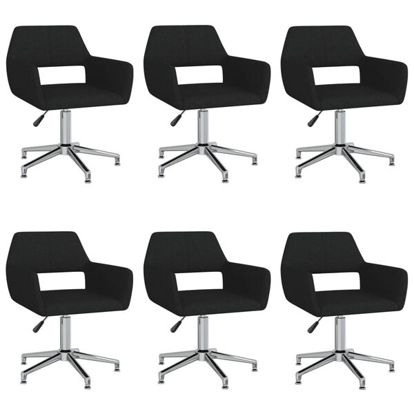 vidaXL Eetkamerstoelen 6 st draaibaar stof zwart