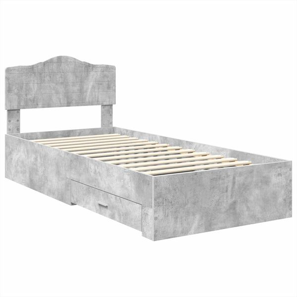 vidaXL Bedframe met hoofdeinde Beton Grijs 75 x 190 cm Bewerkt hout