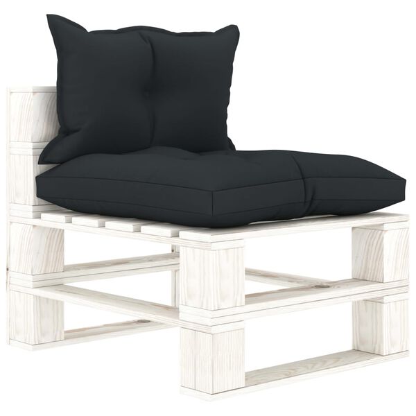 vidaXL 5-delige Loungeset met antracietkleurige kussens pallet hout