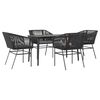 vidaXL 5-delige Tuinset met kussens poly rattan glas zwart