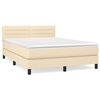 vidaXL Boxspring met matras stof cr&egrave;mekleurig 140x200 cm