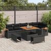 vidaXL Tuinbankenset 9 pcs Zwart Poly rattan en gepoedercoat staal