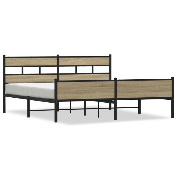 vidaXL Bedframe zonder matras metaal sonoma eikenkleur 200x200 cm