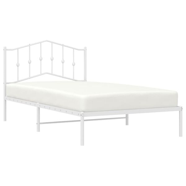 vidaXL Bedframe met hoofdbord metaal wit 107x203 cm