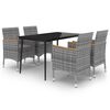 vidaXL 5-delige Tuinset met kussens poly rattan en glas