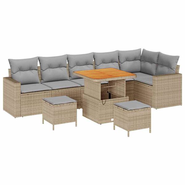 vidaXL Tuinbankenset 11 pcs Beige en Licht Grijs poly rattan