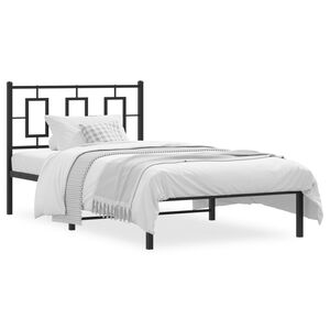 vidaXL Bedframe met hoofdbord metaal zwart 100x190 cm