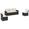 vidaXL 5-delige Loungeset met kussens poly rattan zwart