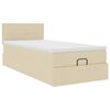 vidaXL Ottoman bed met matras en LED's 90x190cm stof cr&egrave;mekleurig