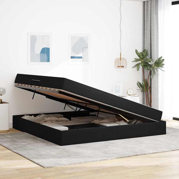 vidaXL Opbergbed met matras met matras Zwart 200 x 200 cm Fluweel