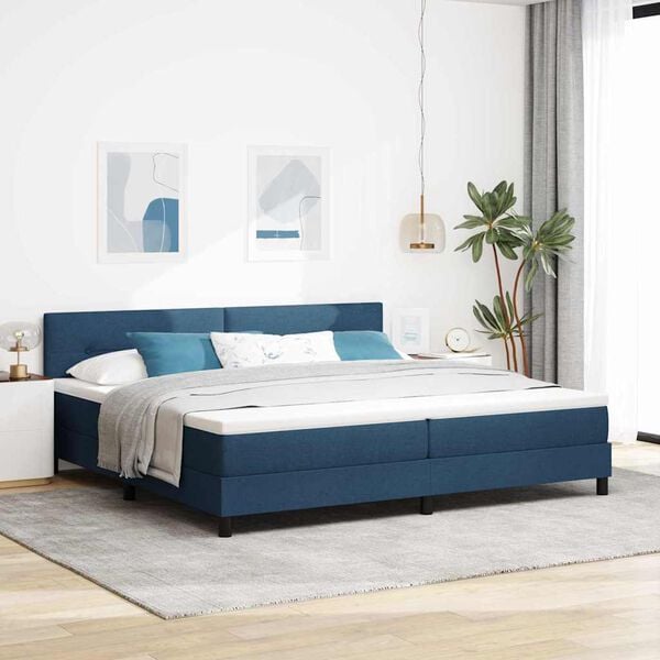 vidaXL Boxspring bed met matras met LED Blauw 200 x 200 cm Stof