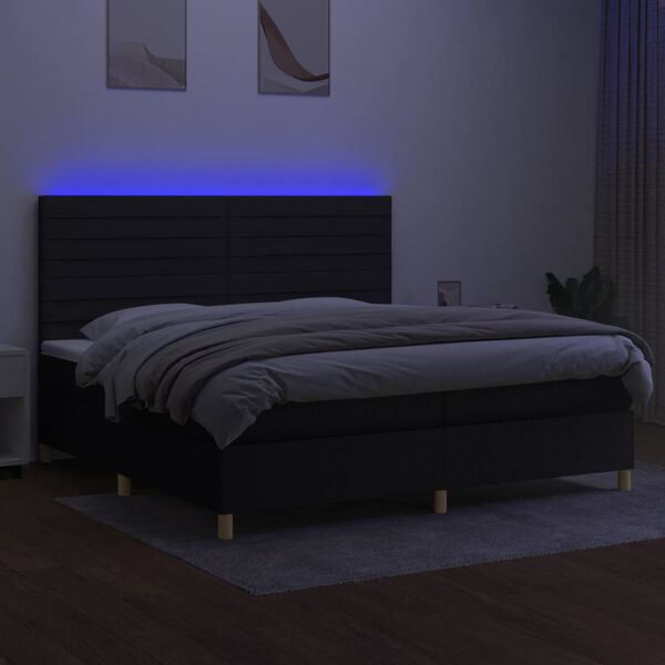 vidaXL Boxspring met matras en LED stof zwart 200x200 cm