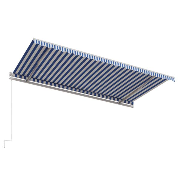 vidaXL Luifel automatisch uittrekbaar 500x300 cm blauw en wit