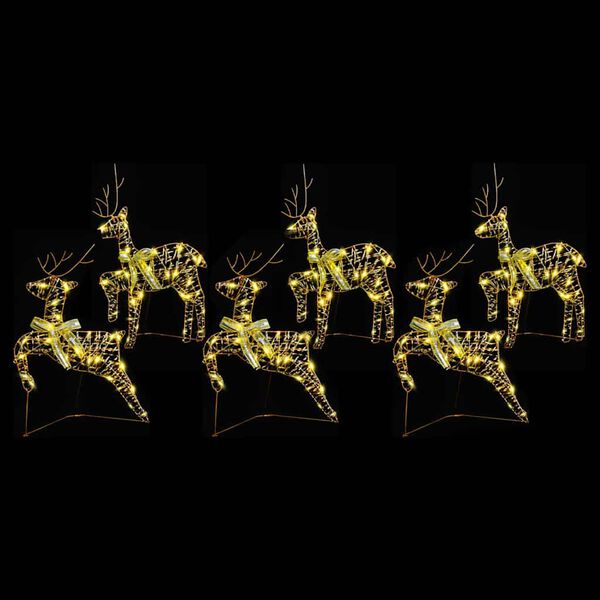 vidaXL LED Rendieren met 180 LED 6 pcs Goud PET