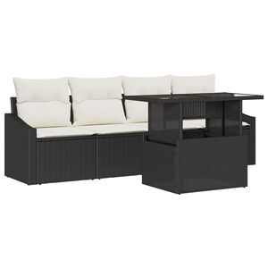 vidaXL Tuin Sofa Set met opslag 5 pcs Zwart Poly riet