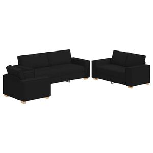 vidaXL Bank 3 pcs Zwart 220 x 80 x 84 cm Linnen-mix stof