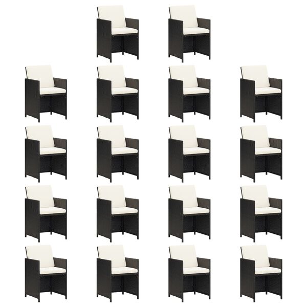 vidaXL 19-delige Tuinset met kussens poly rattan zwart