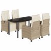 vidaXL 5-delige Tuinset met kussens poly rattan beige