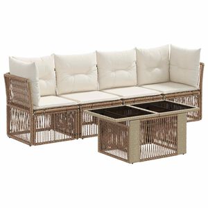 vidaXL Tuinbankenset 5 st Beige poly rattan