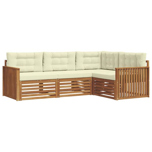 vidaXL Buiten bankenset met kussen 4 pcs Natuurlijk en Cr&egrave;me
