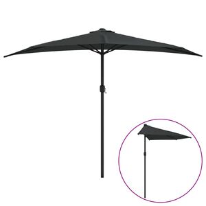 vidaXL Balkonparasol half met aluminium paal 300x155x223 cm zwart