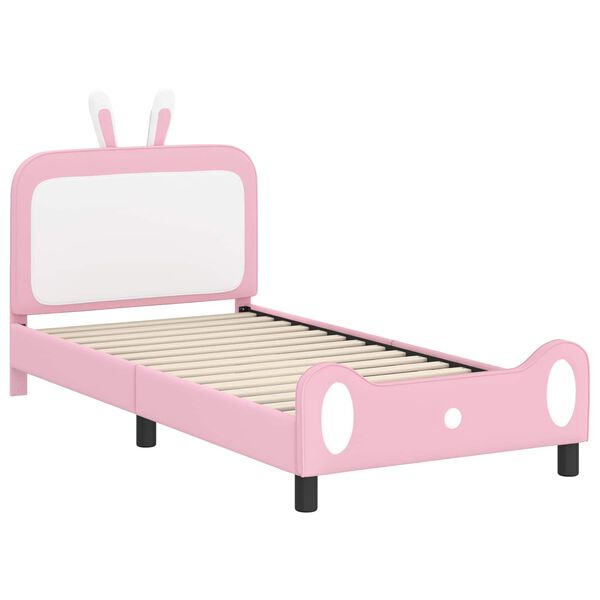 vidaXL Bedframe voor kinderen met hoofdbord Roze 90 x 190 cm PU