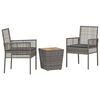 vidaXL Tuin Bistro Set 3 st Grijs poly rattan