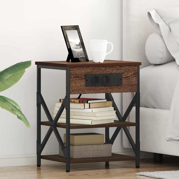 vidaXL Nachtkastje met plank Bruin Eiken 41 x 31 x 51 cm Bewerkt hout