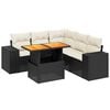 vidaXL 6-delige Loungeset met kussens poly rattan zwart