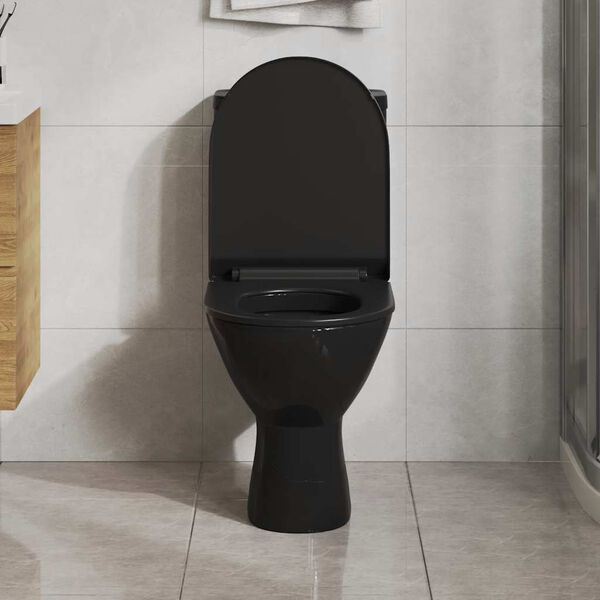 vidaXL Toiletbril soft-close met quick-release ontwerp zwart