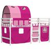vidaXL Kinderhoogslaper met tunnel 80x200 cm massief grenenhout roze