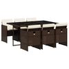 vidaXL 7-delige Tuinset met kussens poly rattan bruin