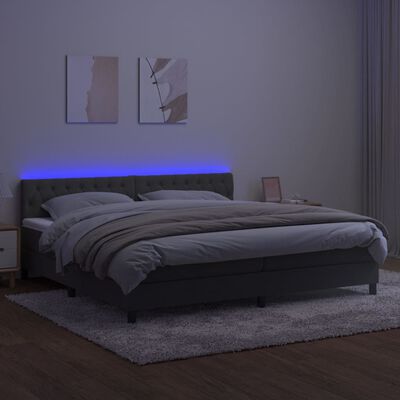 vidaXL Boxspring met matras en LED fluweel donkergrijs 200x200 cm
