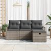 vidaXL Tuin Sofa Set met kussen met opslag 4 pcs Grijs Poly riet