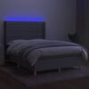 vidaXL Boxspring met matras en LED stof lichtgrijs 140x190 cm