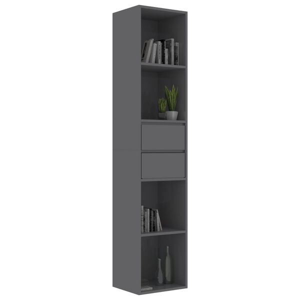 vidaXL Boekenkast 36x30x171 cm bewerkt hout hoogglans grijs