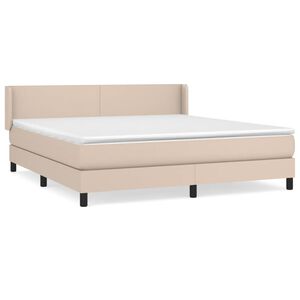 vidaXL Boxspring met matras kunstleer cappuccinokleurig 180x200 cm