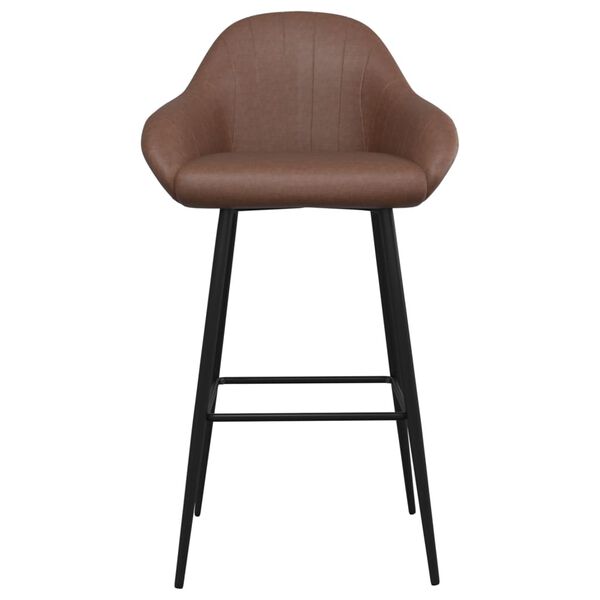 vidaXL Barkrukken 2 st kunstleer donkerbruin