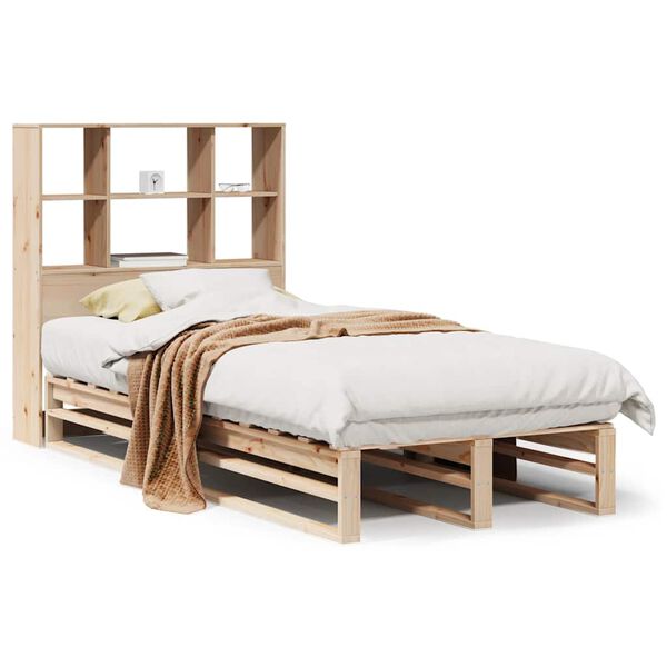 vidaXL Bed met boekenkast zonder matras massief hout 90x190 cm