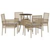 vidaXL Tuin eettafelset 5 st Beige poly rattan