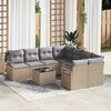 vidaXL Bankstel met kussen met opslag 9 pcs Beige en Grijs poly rattan
